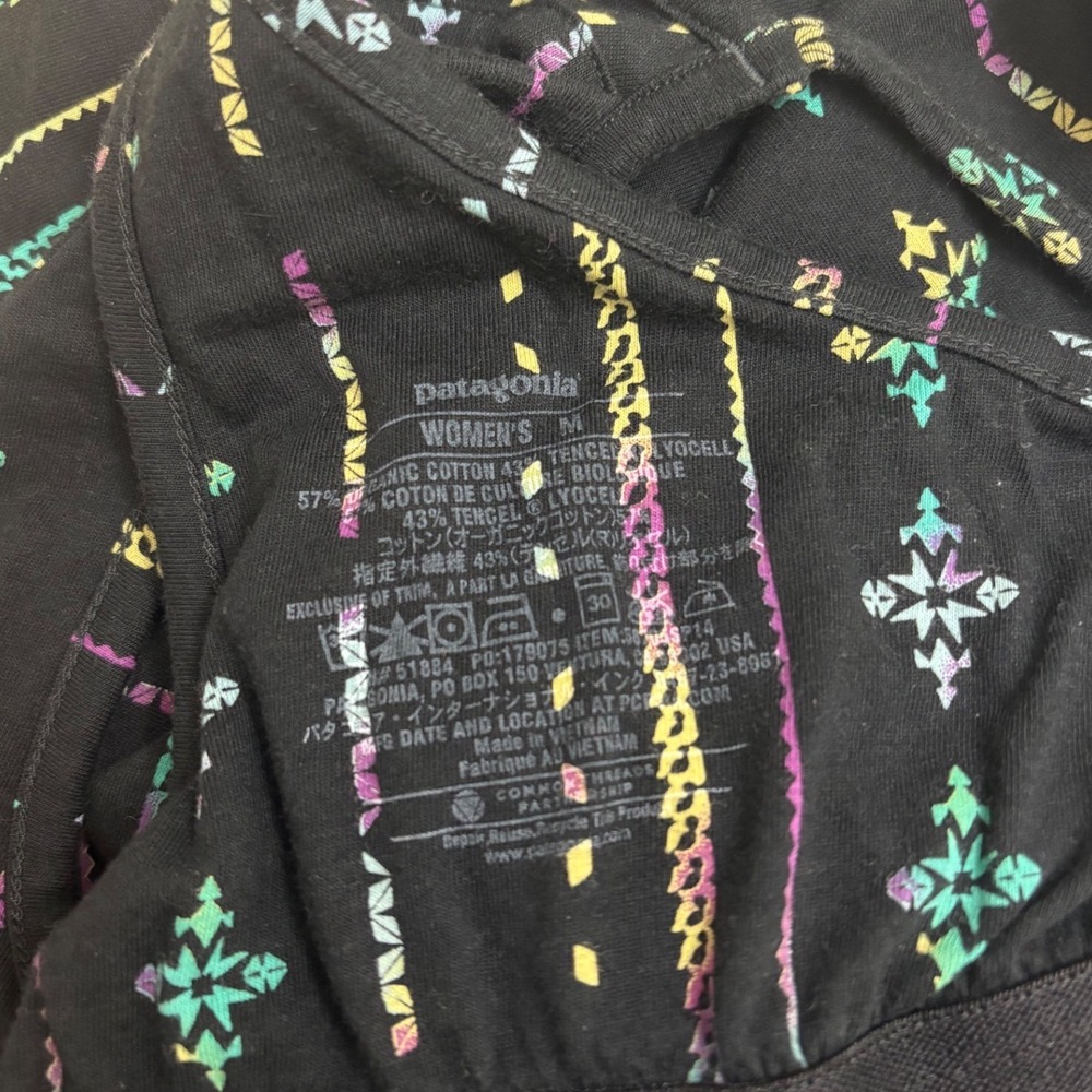 Patagonia Black Midi Dress with Teal & Purple Accents - Reposhed Dress - Picture 5 of 5